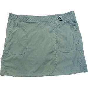 Patagonia Solima Button Waist Pockets Wrap Skort Women 12 Tennis Golf Army Green